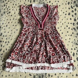 Poupette St. Barth Burgundy and White Floral Mini Dress